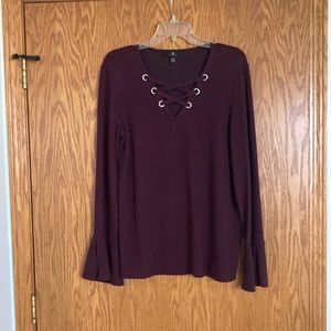 Dark burgundy light weight long sleeve top